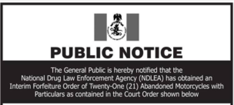 Public Notice of Interim Forfeiture