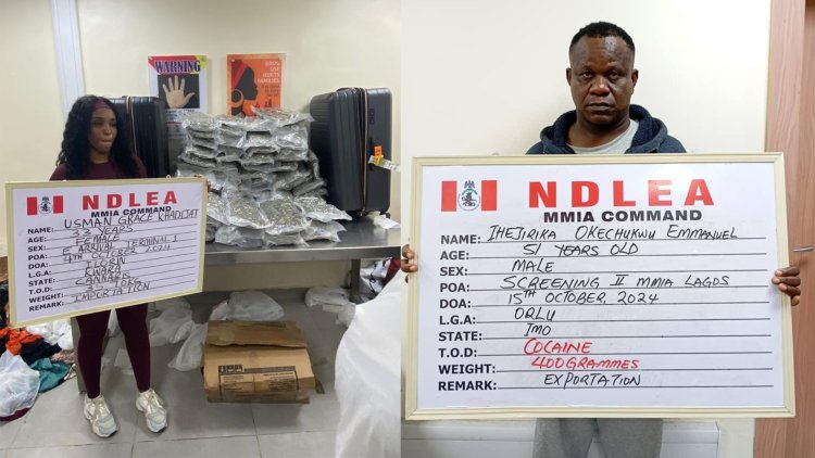 2 businessmen, Canada-based nurse arrested at Lagos airport for cocaine, loud trafficking